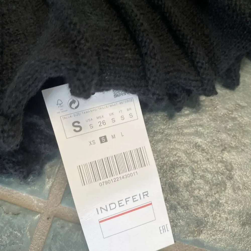 C22 Indefeir Black Pleated Pull On Cotton Blend Lined Skirt Knee Length Sm